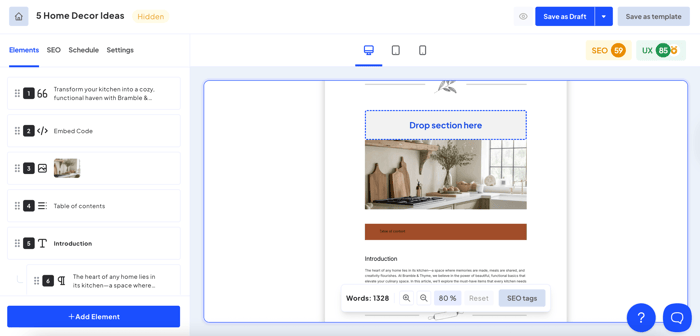Bloggle's content editor
