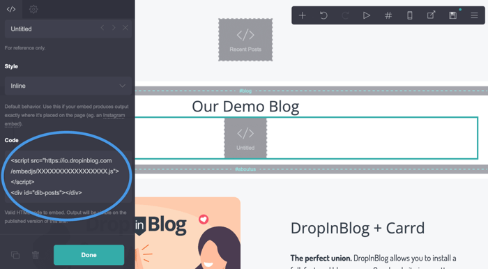 Carrd blog install step