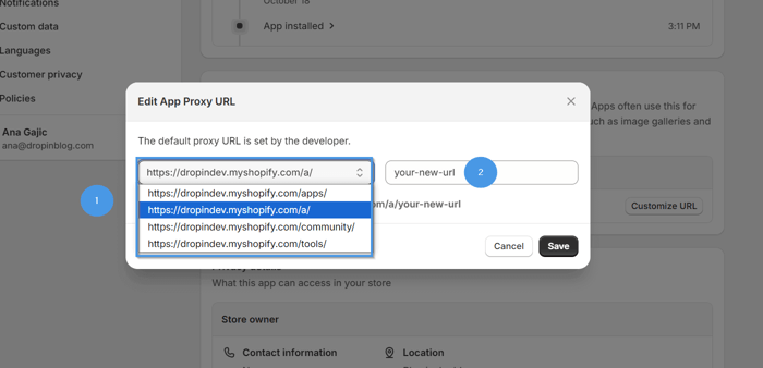 Change Shopify blog URL