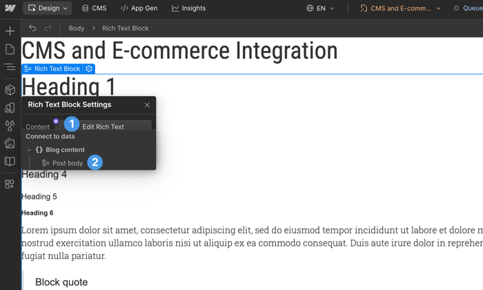 Connecting blocks to collection field typees