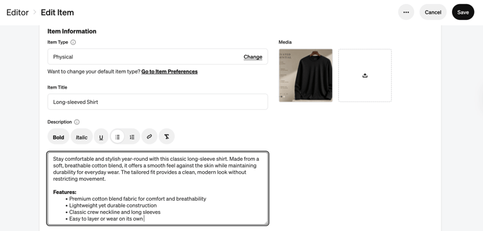 Creating a product in Weebly/Square Online