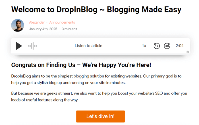 A call-to-action button on a live site