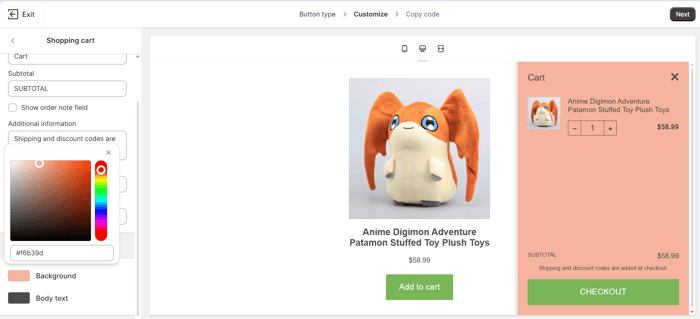 Customize Shopify's Buy button
