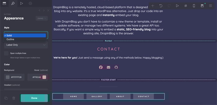 Customizing footer section