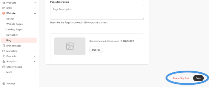 Delete a blog post in Kajabi