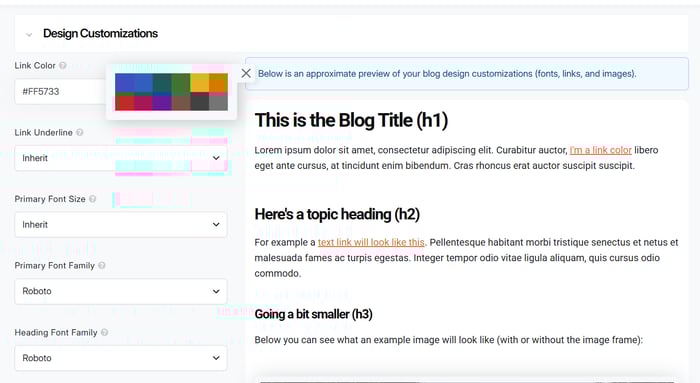 Design Customizations in DropInBlog