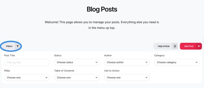 Manage your blog with DropInBlog: Blog post filters