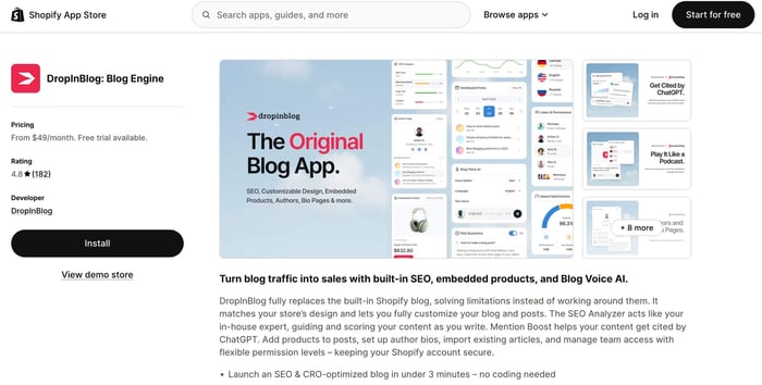 DropInBlog on Shopify's App Store