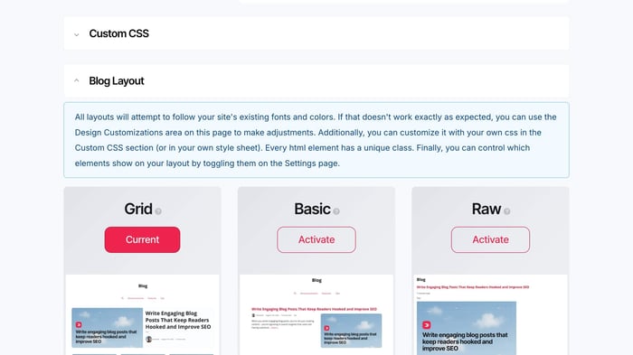 DropInBlog blog layouts