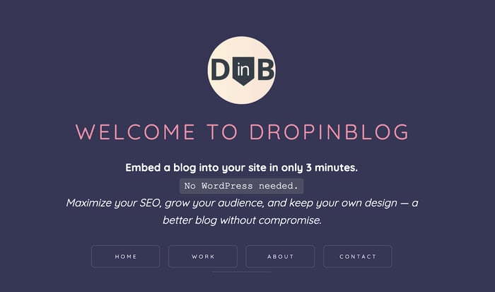 A DropInBlog demo site created with Carrd