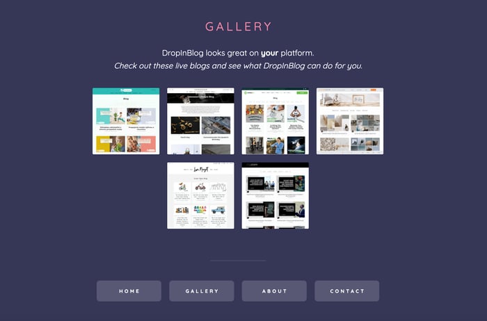 A Gallery page created in Carrd