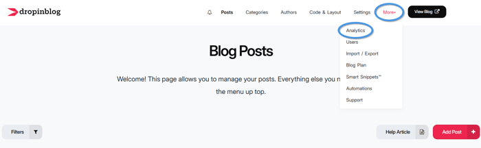 Accessing Analytics page