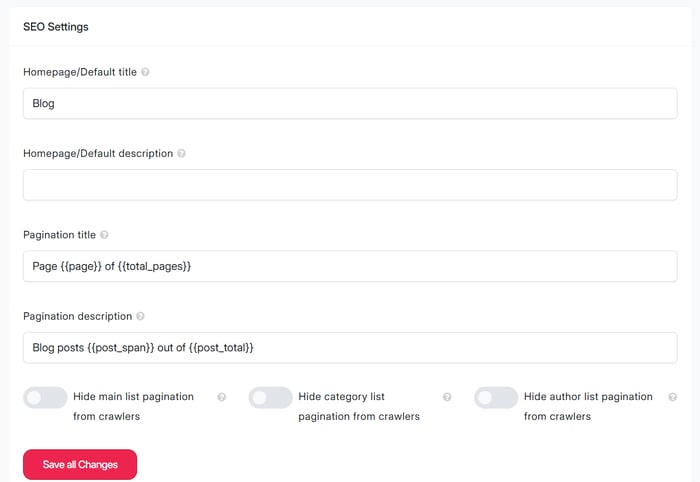Managing your blog's SEO settings