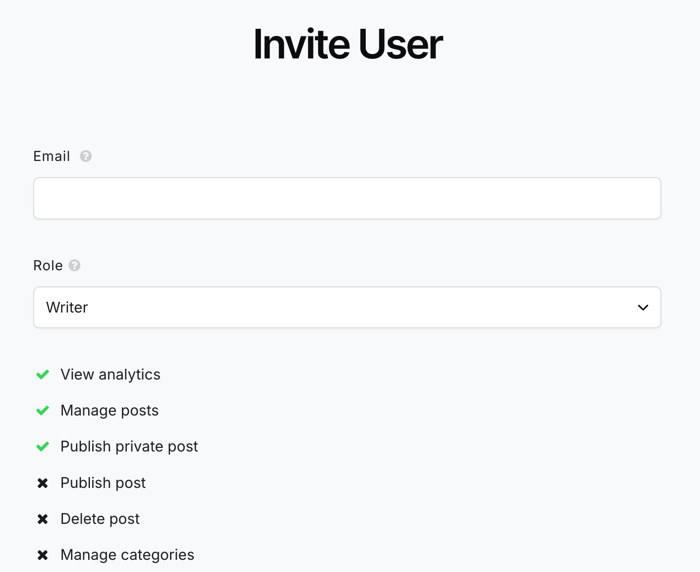 User roles in DropInBlog
