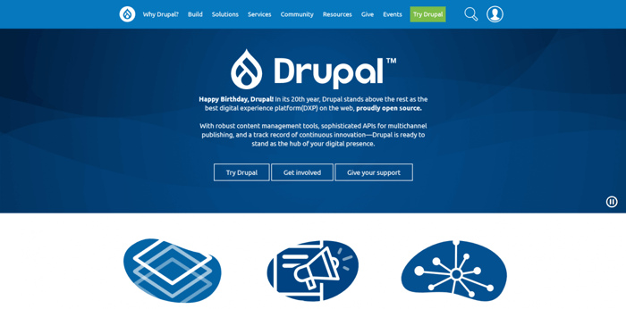 Drupal vs WordPress: Drupal home page