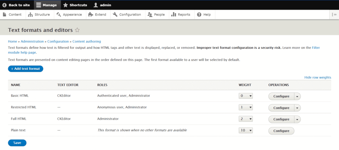 Drupal text editor