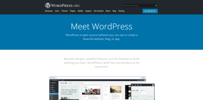 Drupal vs WordPress: WordPress home page