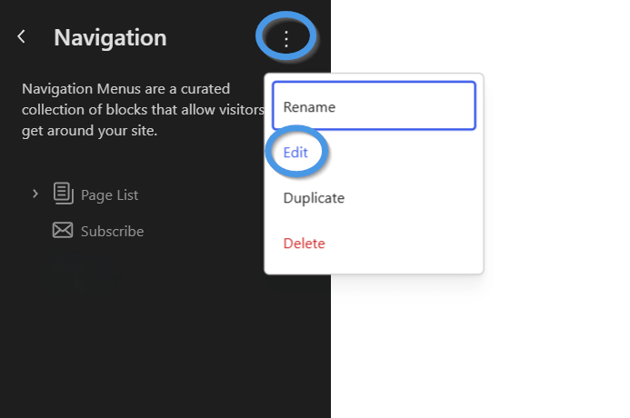 Edit your WordPress navigation menu