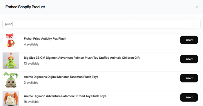 Add products to blog posts using DropInBlog's editor