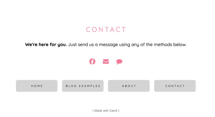 A Contact page created in Carrd