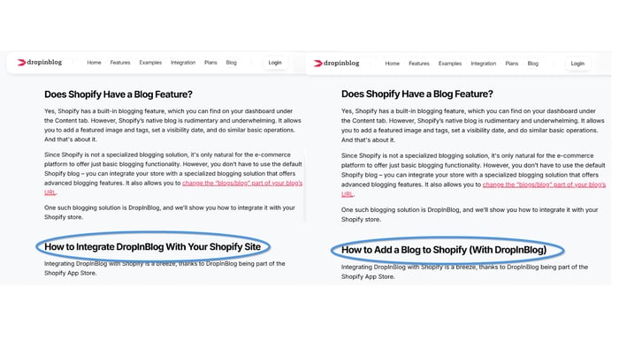 Changing the blog post heading to discover the keywords that trigger AI mentions