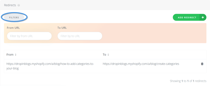 Filtering your 301 redirects in DropInBlog