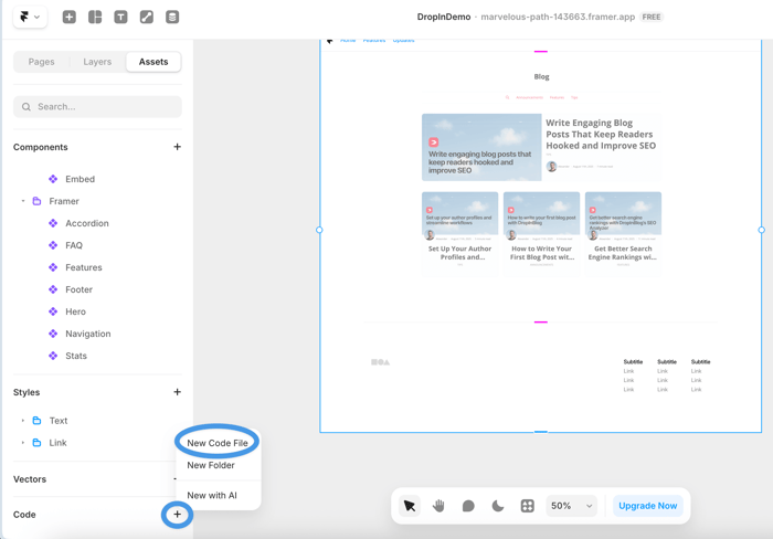 Framer blog install step