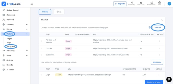 FreshLearn blog install step
