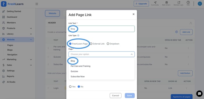 FreshLearn blog install step