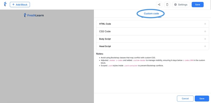 FreshLearn blog install step