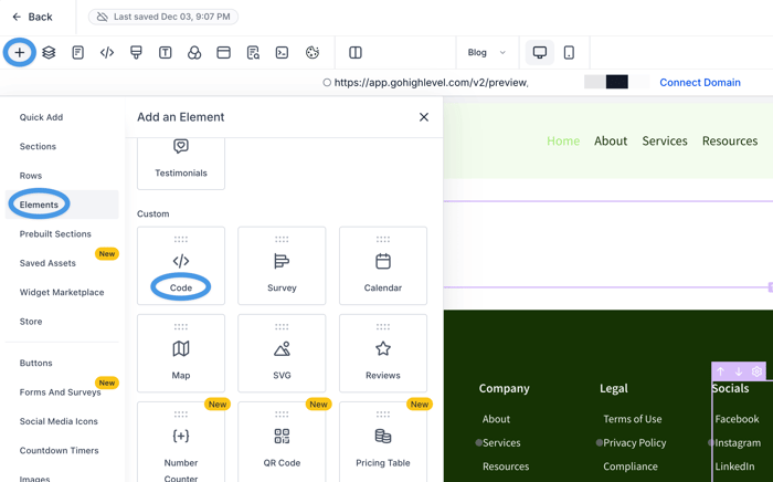 HighLevel blog install step
