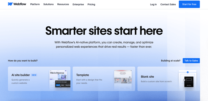 Ghost alternatives: Webflow