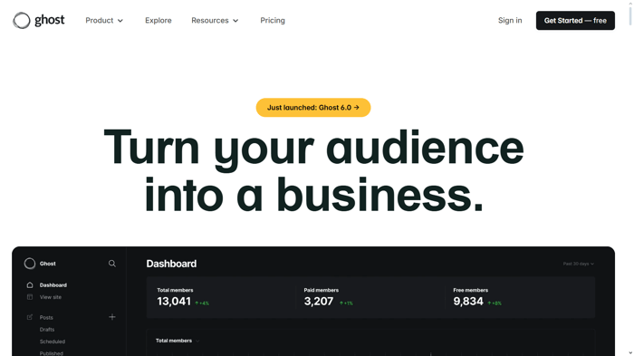 Ghost homepage
