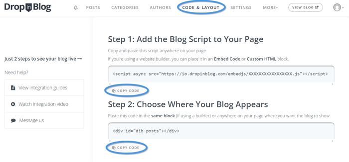 GoDaddy blog install step