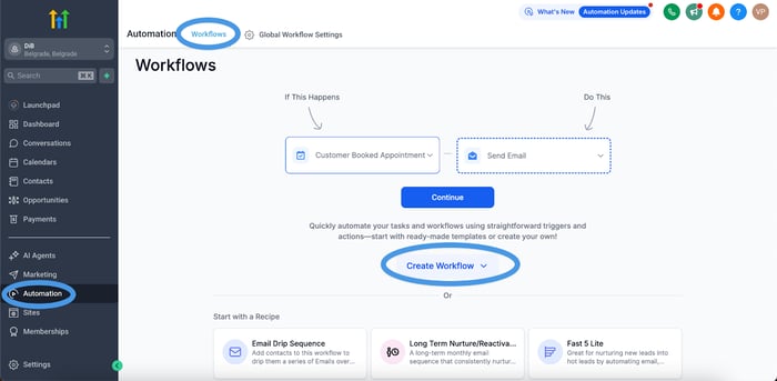 How to use GoHighLevel: Workflows