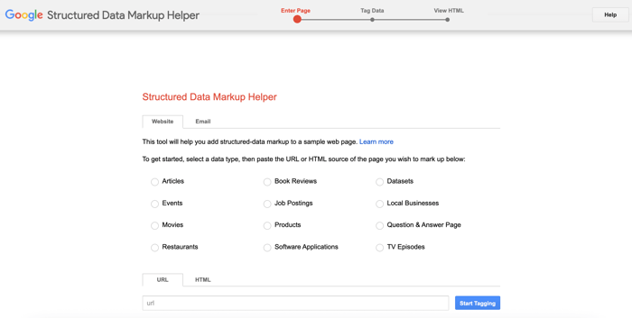 Google structured data markup helper