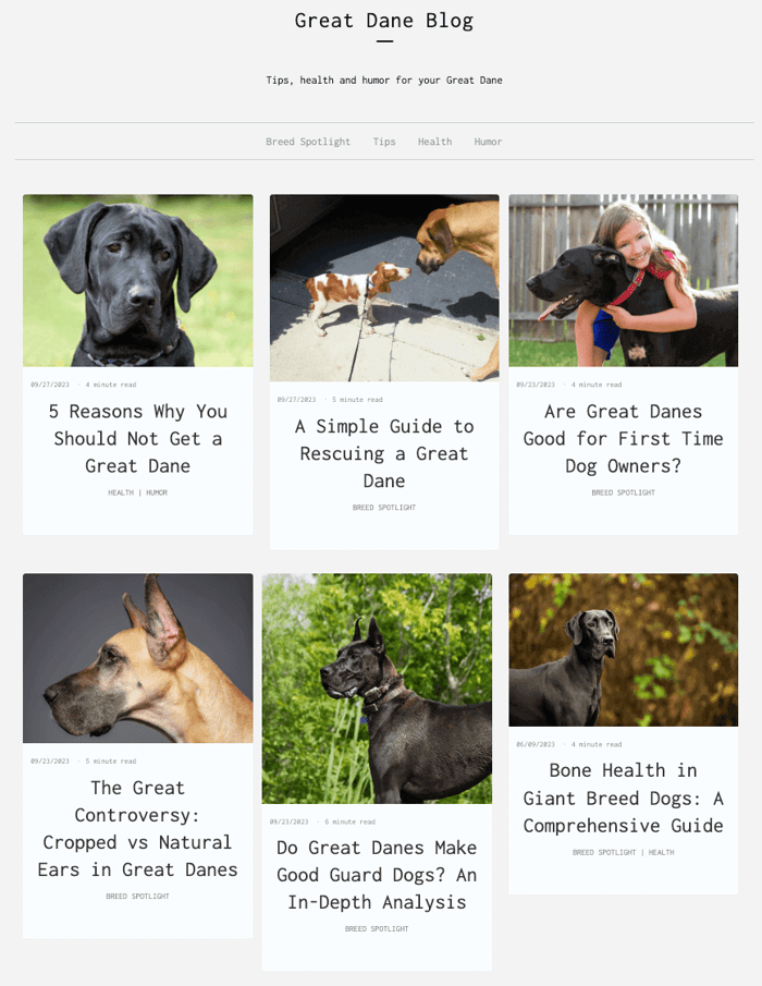 Great Dane Blog Example 2