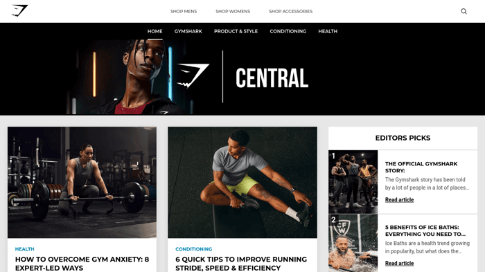 Business blog examples: Gymshark