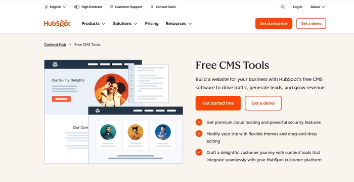 HubSpot CMS homepage