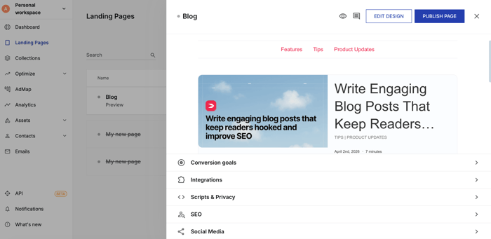 Instapage blog install step