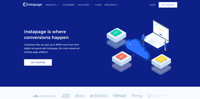 Instapage home page