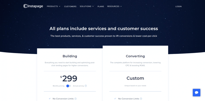 Instapage pricing plans