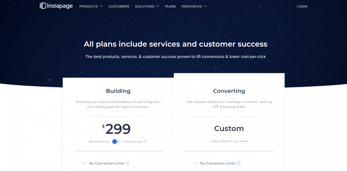 Instapage pricing plans