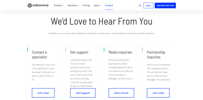 Unbounce contact page