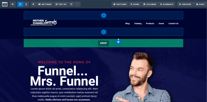 ClickFunnels drag-and-drop editor