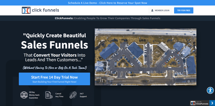 ClickFunnels home page