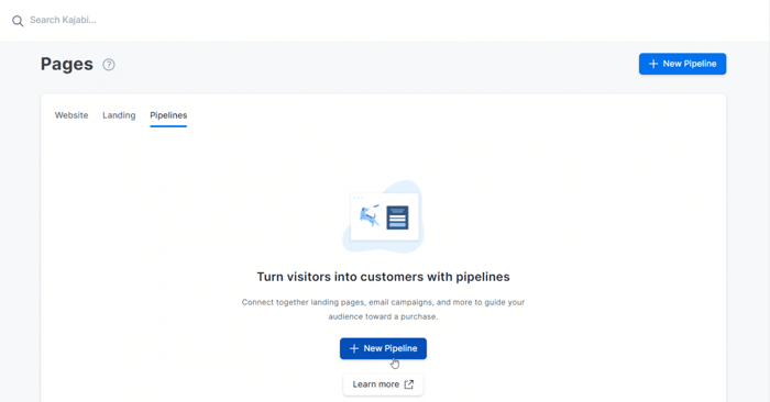 Kajabi create a new pipeline