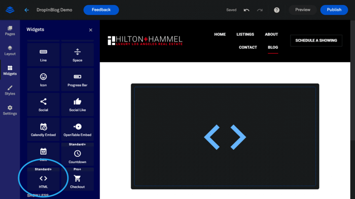 Add the HTML widget