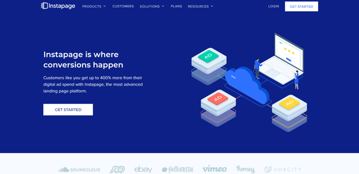 Instapage home page