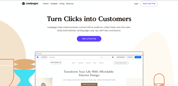 Leadpages home page